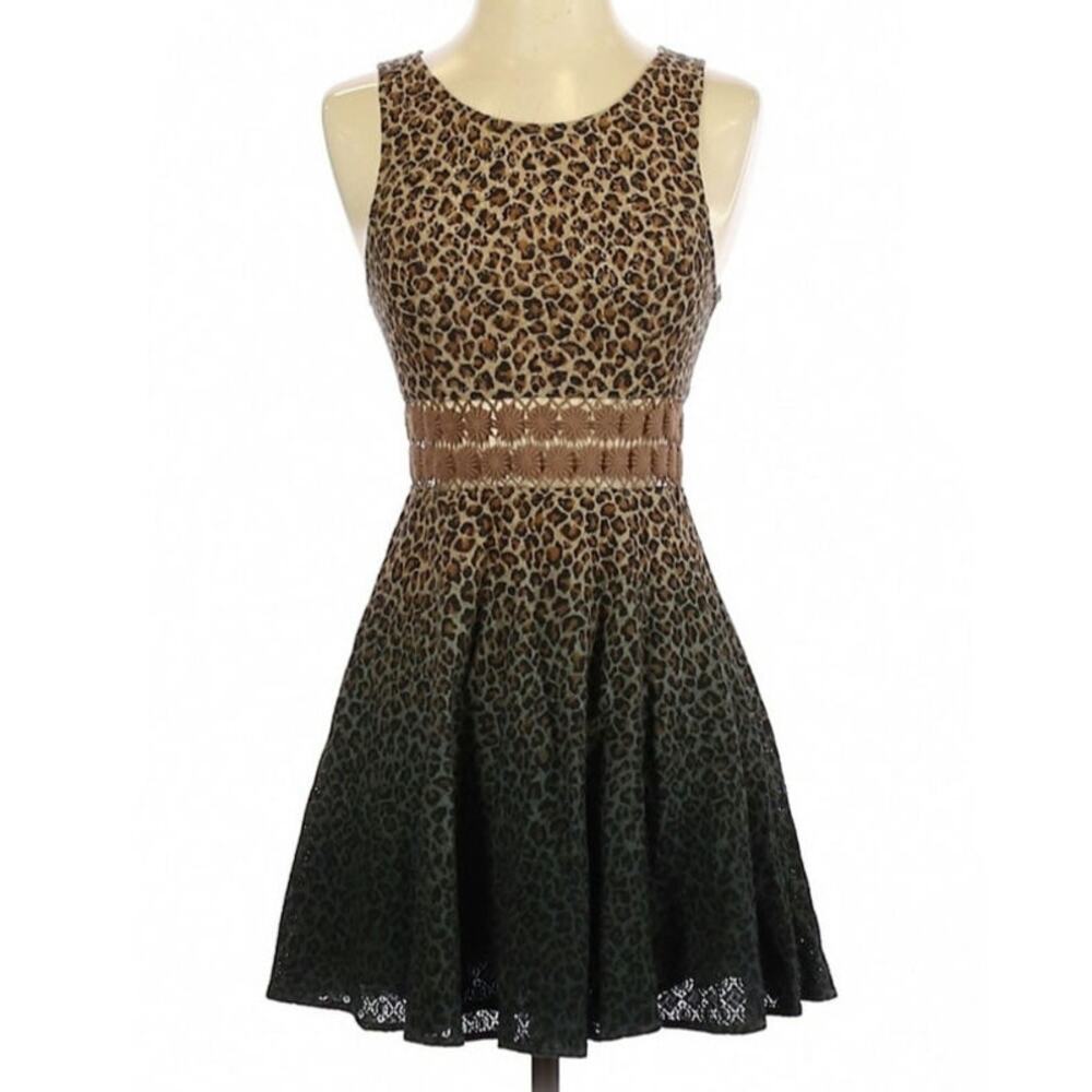 Free People Ombre Leopard Cheetah Size 2 Mini Dress - Picture 1 of 4